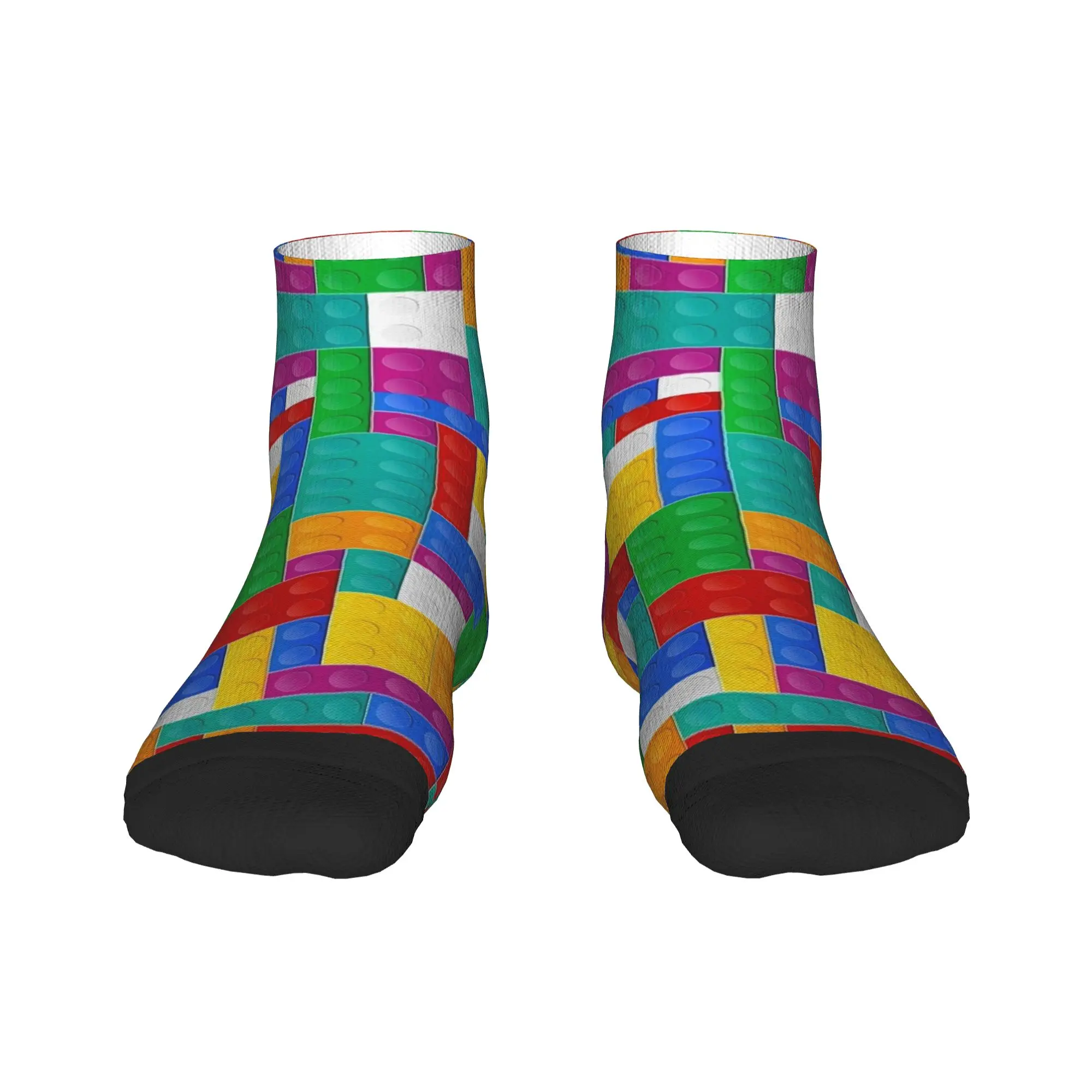 Colorful Building Blocks Toys Print Ankle Socks Fashion Casual Socks Summer Outdoor Sports Design Anti Slip Sock For Adults Men