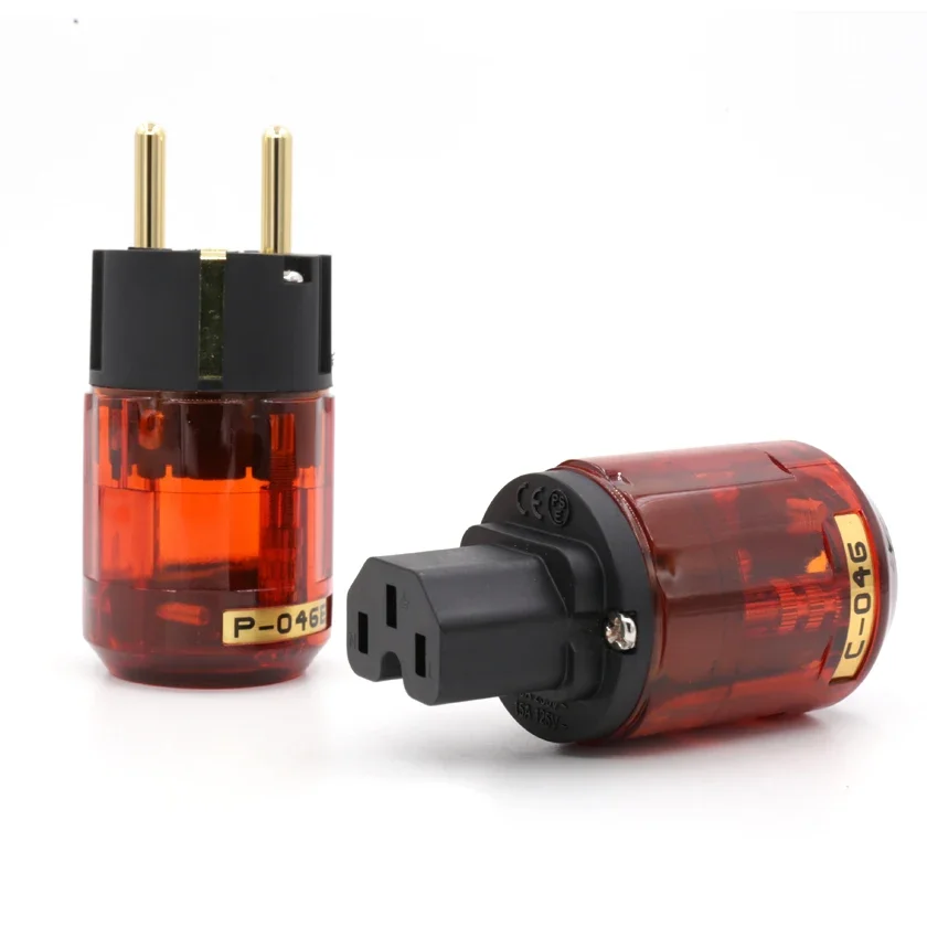 Pair Audio Grade P-046E 24k Gold Plated EUR Power Plug C-046 IEC Connector plug