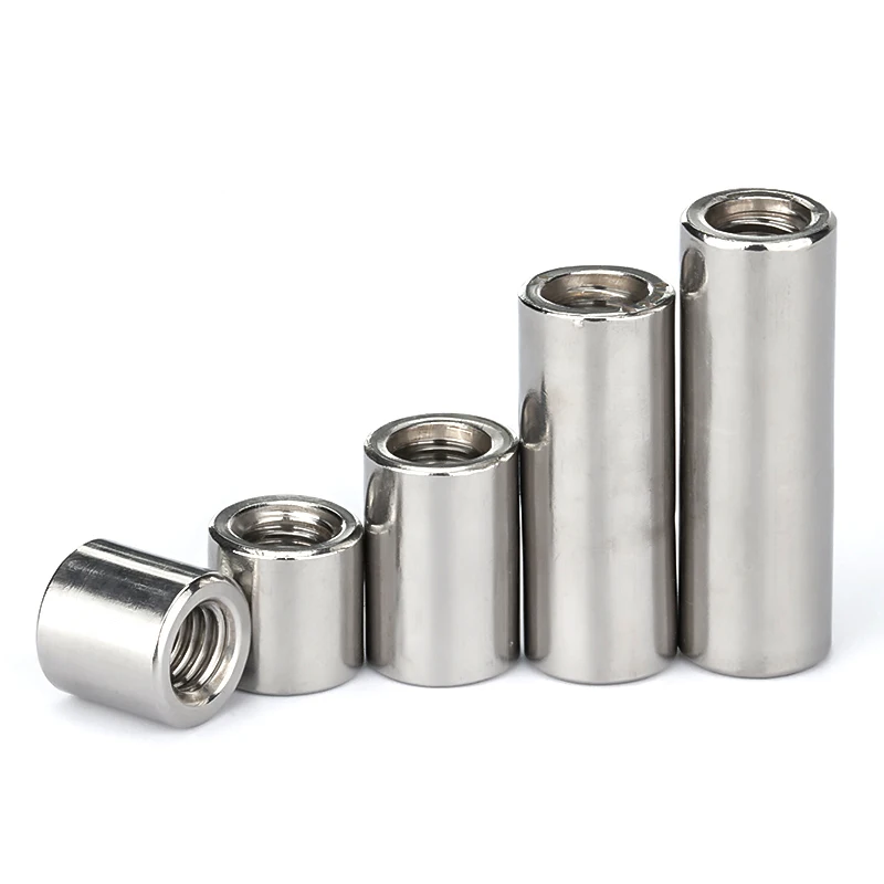 M3 M4 M5 M6 M8 M10 ~M16 304 Stainless Steel Extension Thicken Round Column Joint Coupling Nut Cylindrical Connect Screw Nut