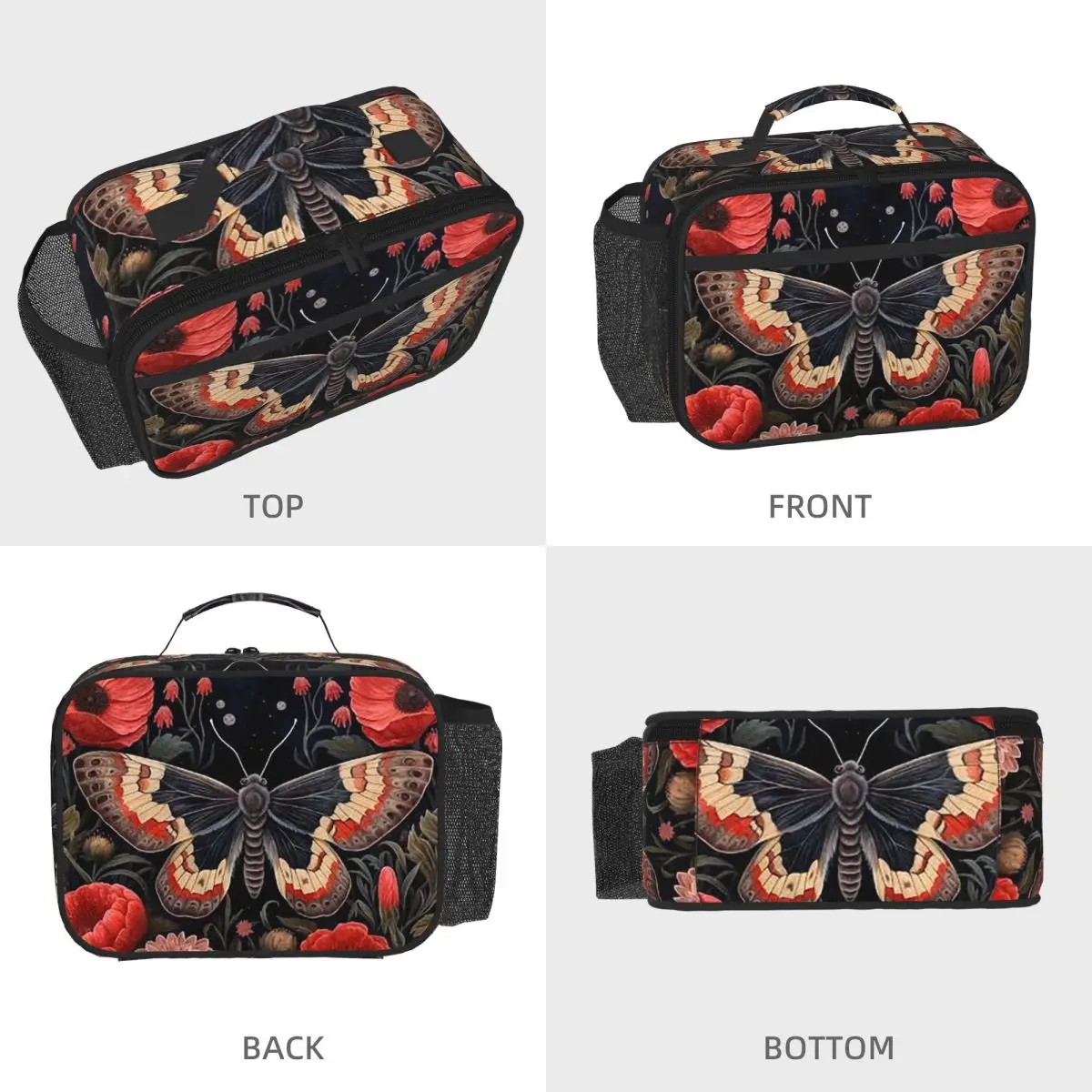 Boho Bee And Moth Butterfly Insulated Lunch Bag for Kids School Cooler Thermal Food Box Tote Portable Lunch Boxes Container