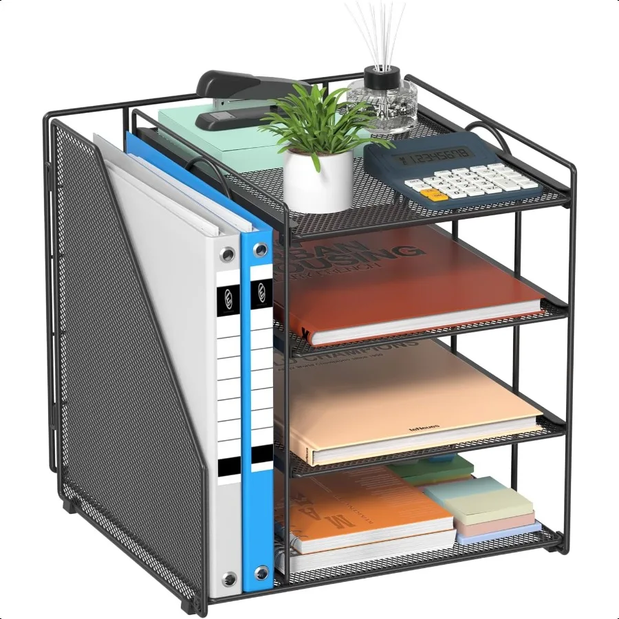 

Desk Organizer and Accories 4Tier Paper Organizer with Vertical File Holder Office Desk Accories Workspace Organizers and Stora
