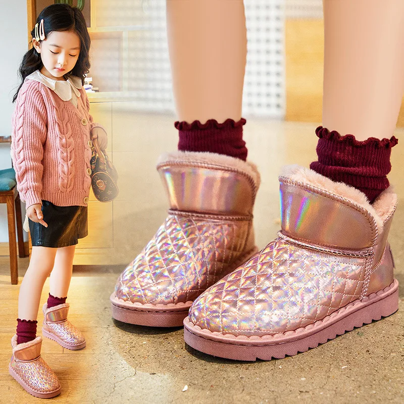 Bota Infantil Menina Child Snow Boot New Plush Girl Cotton Shoes Platform Ankle Boot Fashion GirlBoot Comfortable Kid Shoe Botas