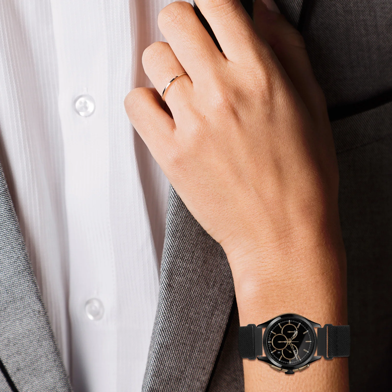 Watch Band Nylon Watchband Fashion Strap Adjustable Wrist Black Adults Mens Bands Women's Miss