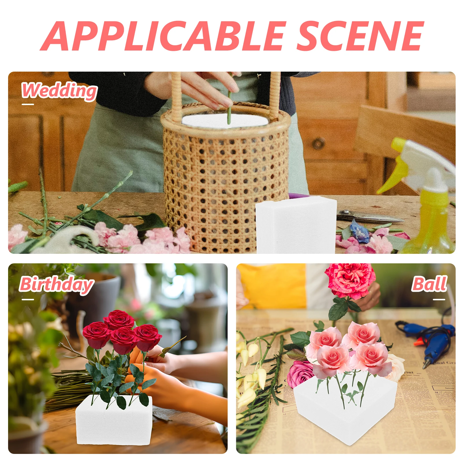 

2pcs Foam Blocks For Crafts Flower Arrangement Foam Diy Floral Supplies Mud Base Express Packing Insert Multi-Use Plant Holder