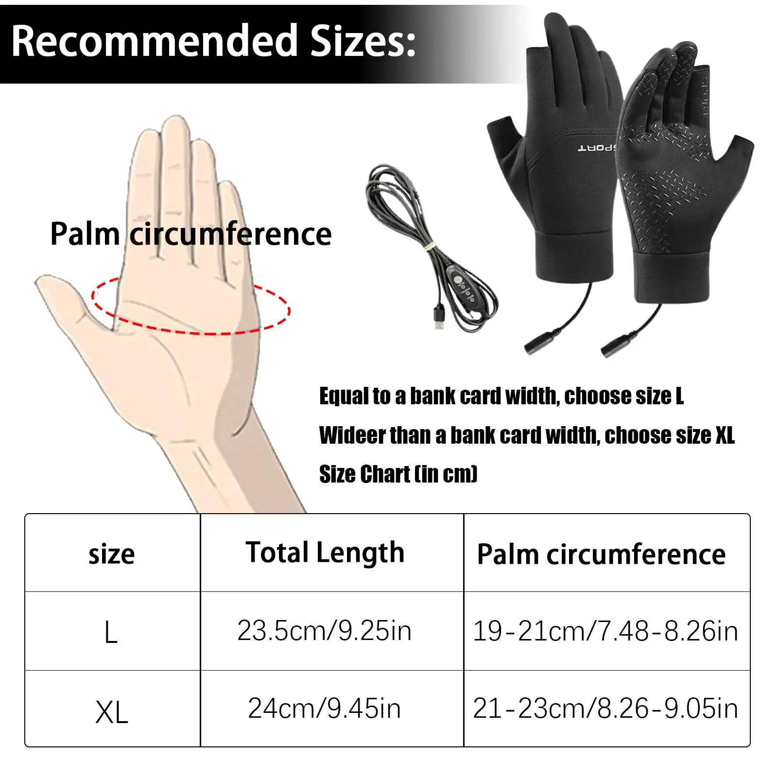 USB-Heizung, Ski, Snowboarden, Fäustling, Bildschirm, Touch, kaltes Wetter, thermische beheizte Handschuhe für Sport, Outdoor, Wandern, Radfahren, Arbeiten