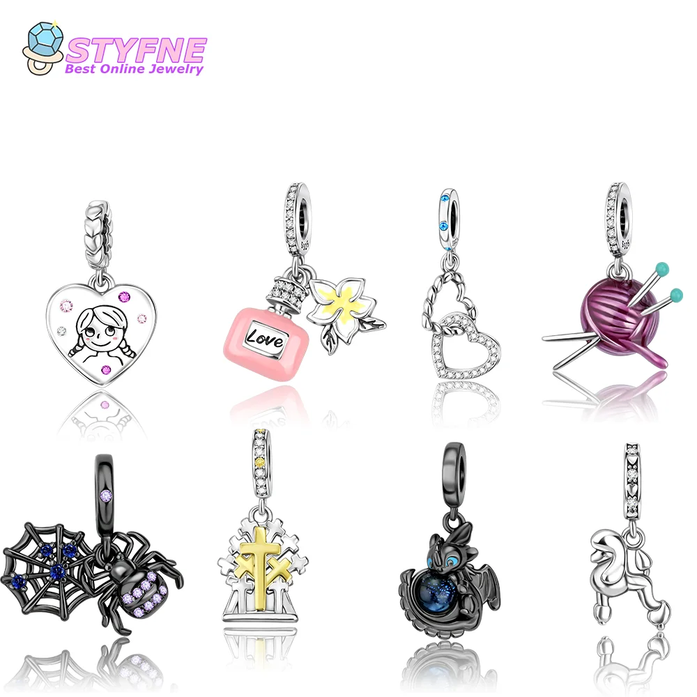 925 Sterling Silver Perfume Girl Beads Charms fit Bracelets and Necklaces Dangle Pendants Fine Jewelry for Women Girls