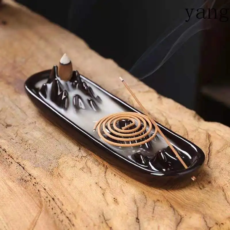 LTT purple sand backflow incense burner household tea ceremony incense insert ceramic aromatherapy burner creative ornament