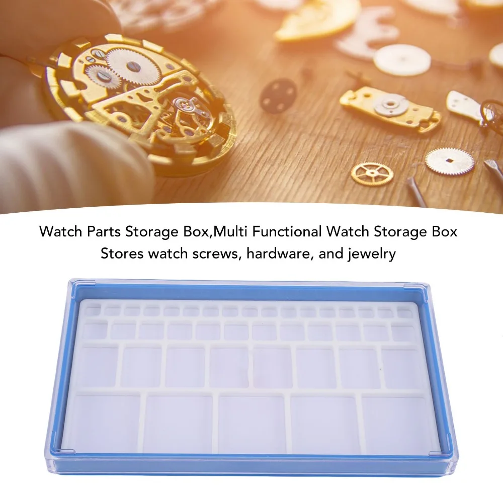 Blue, Yellow, White Multi-compartment Watch Parts Storage Box 22.5*12.5cm Plastic Watch Screw Sorting Tray