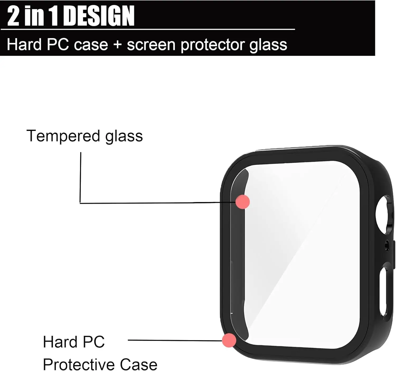 Screen Protector Case for Huawei Watch Fit 3, Ultra-Thin Slim Protective Hard PC Bumper Tempered Glass Cover Full Cover Shell