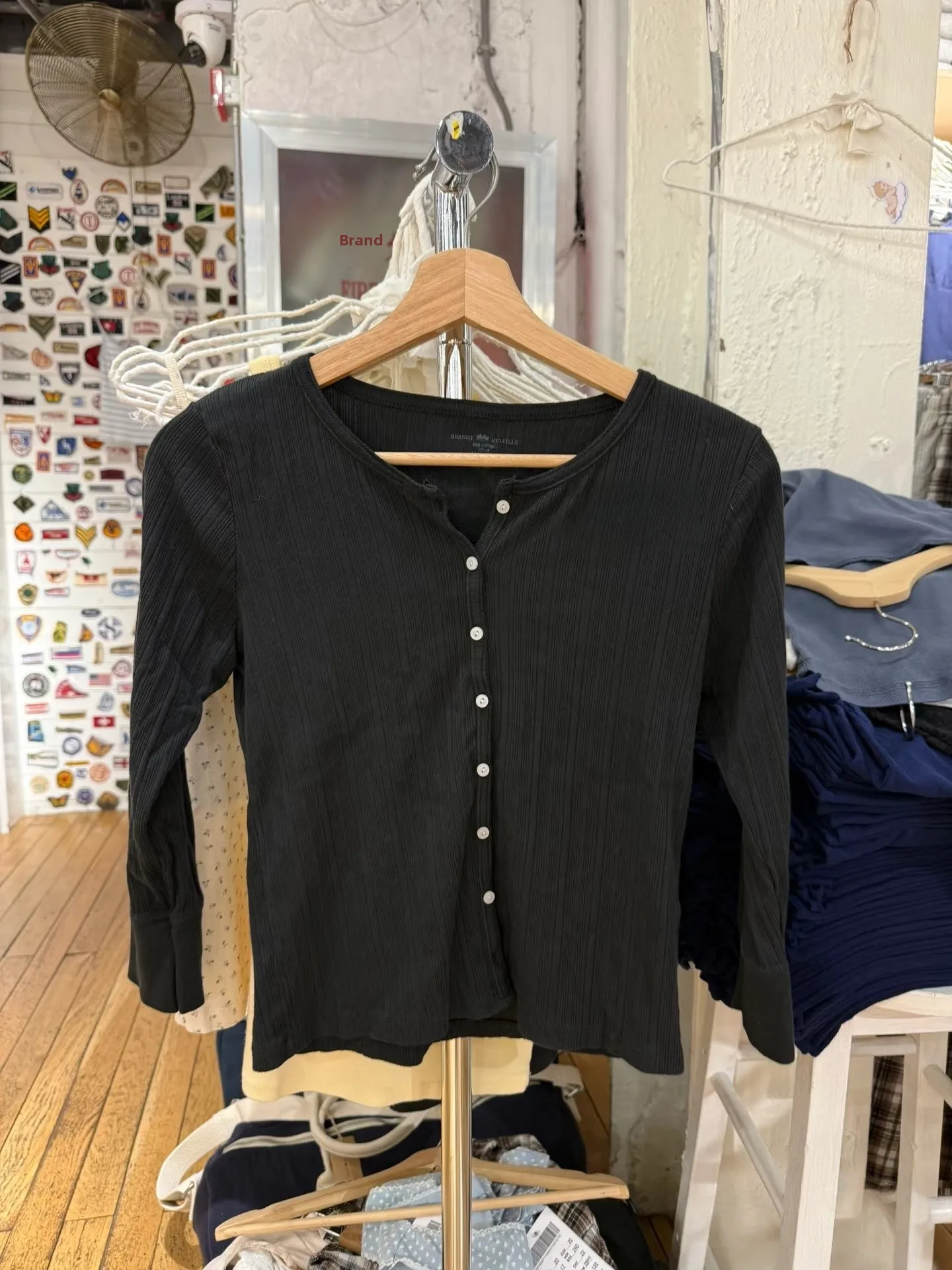 

Slim Fit Women's Long Sve round Ne T-irt Pure Cotton Bla Striped Button up Cardigan Sle Commute Faion Ladies' Top