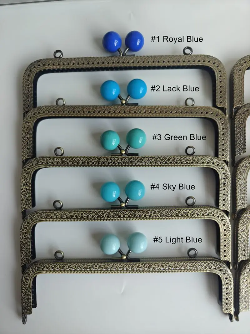 10pcs 20.5cm Big Candy Bead Metal Purse Frame Square Embossed Antique Bronze Lace Coin Purse Frame Kiss Clasp Accessory