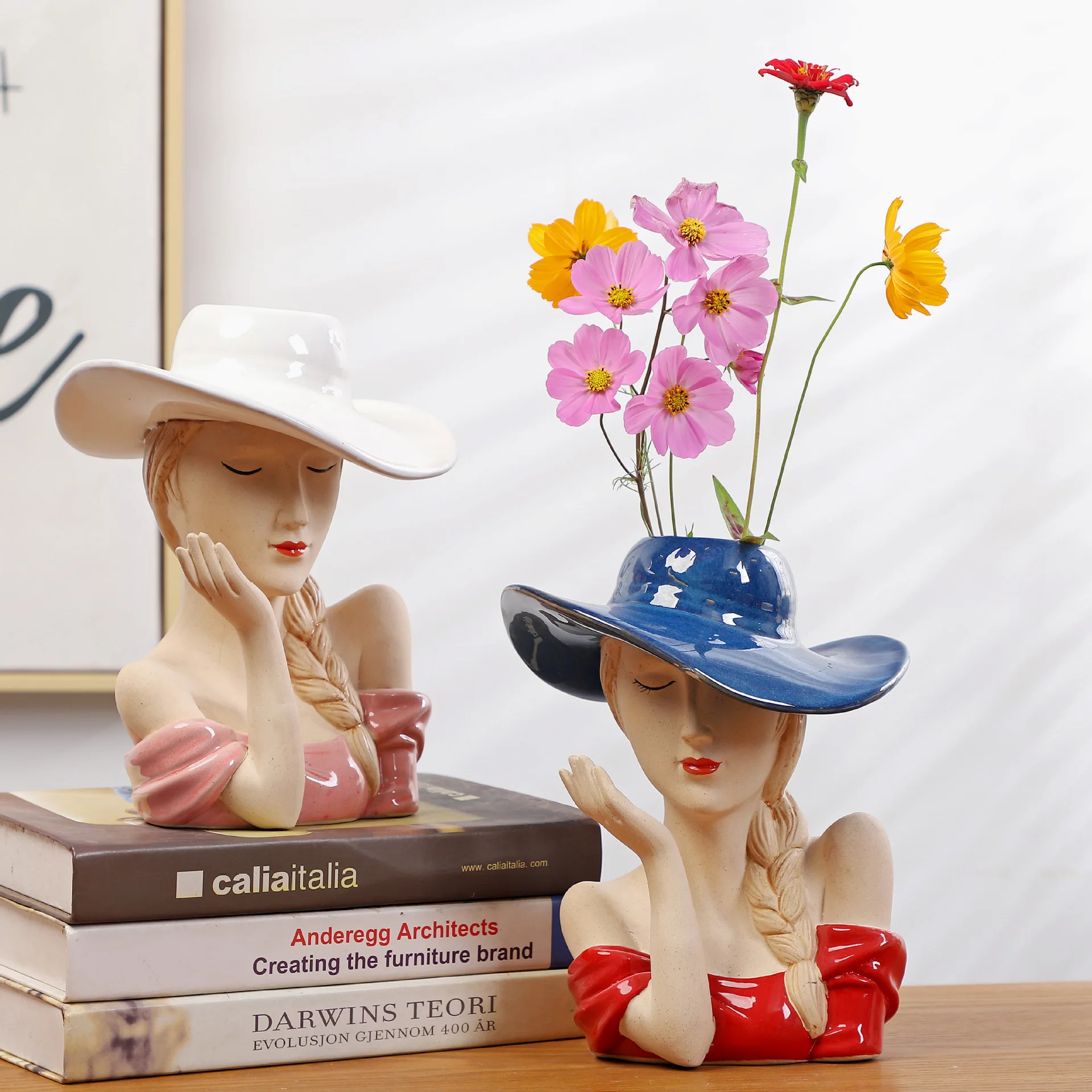 Creative Girl Figure Ornaments Vase Luxury Art Sense Vase Home Decoration Flower Inserted TV Cabinet Desktop Soft Decoration