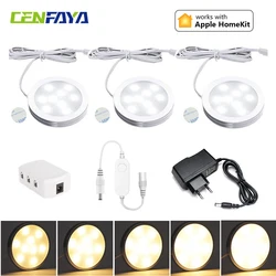 3-12Pcs Homekit WiFi LED Under Cabinet Light Dimmable Warm White Furniture Wardrobe Kitchen Lamps Decoration Siri Voice Control