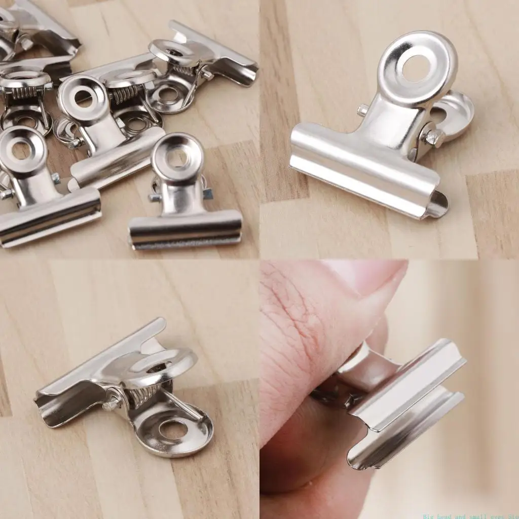 581C 10Pcs Metal Grip Clip Sealer Bag Clamp Paper Document Ticket Binder