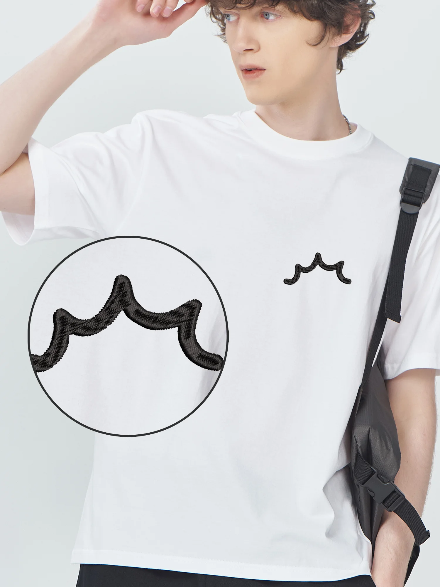 

Line Segment Design Embroidered Graphics 100% Cotton Casual Wear for Men Women Trendy Fashionable Design Clothes