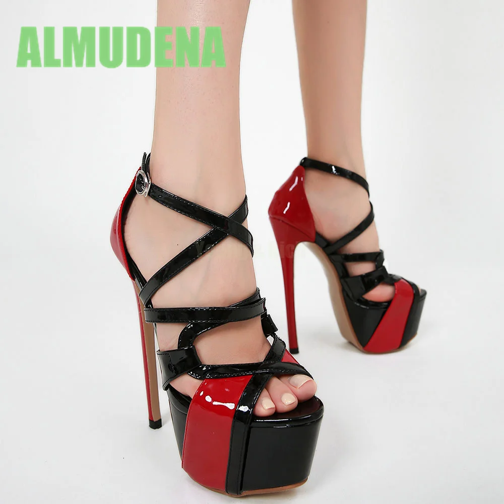 

17Cm Slim High Heels Fashionable and Sexy Hate Sky High Waterproof Platform Model Walking Stage Performance Fishmouth Sandals