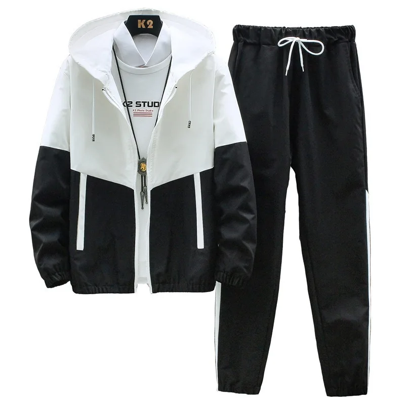 Spring Autumn Men's Casual Zipper Hooded Jacket And Pants Tracksuit Men New In Hoodies Coat Two Piece Sets