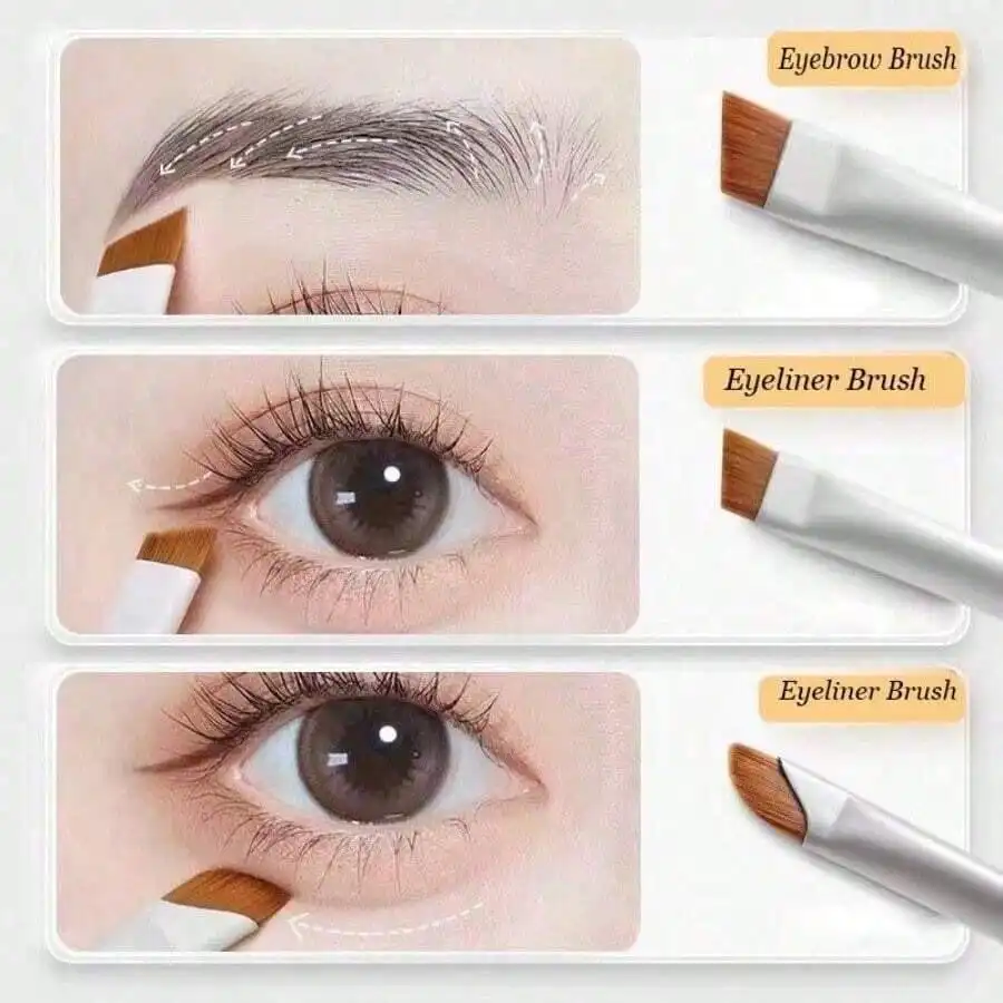 Ensemble de pinceaux pour eye-liner et sourcils en céramique blanche, 1 pièce, pinceau en nylon, sans parfum, adapté à tous les types de peau, choix idéal