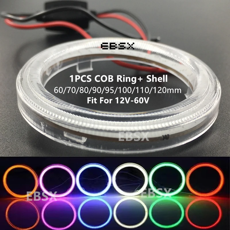 1 PCS Auto Angelo Occhi Con Borsette 12 V-60 V 40/50/60/80/90/95/130/140 MILLIMETRI COB LED Halo Anello luci auto moto faro fendinebbia