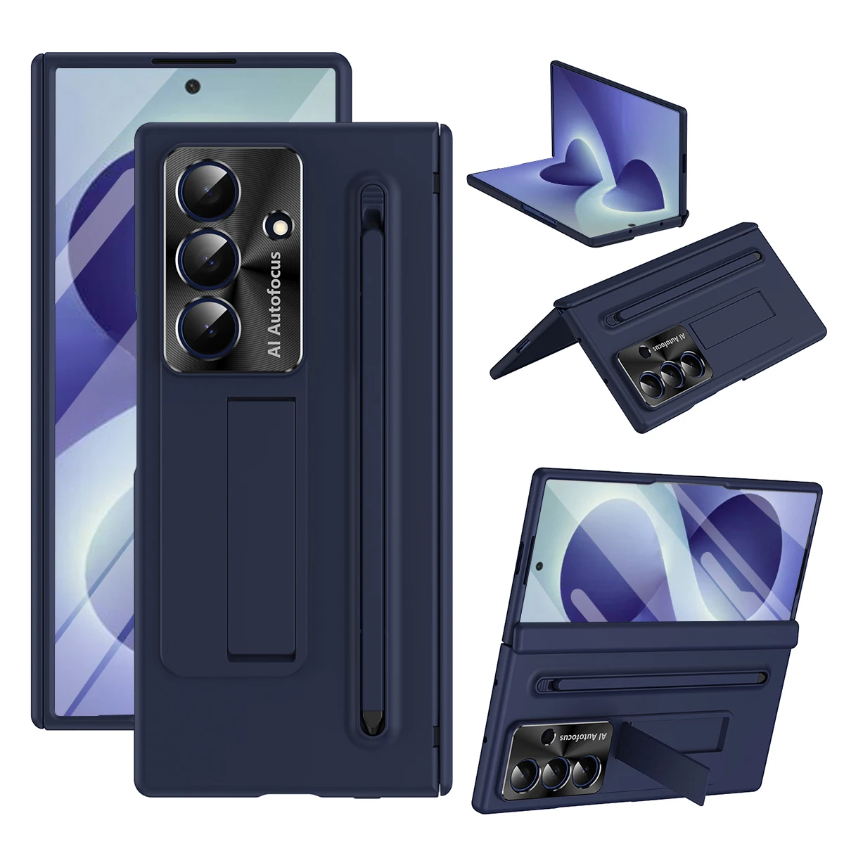 

Hinge Protection Phone Case For Samsung Galaxy Z Fold 8 7 6 TriFold Front Tempered Glass Hidden Kickstand S Pen Slot Cover