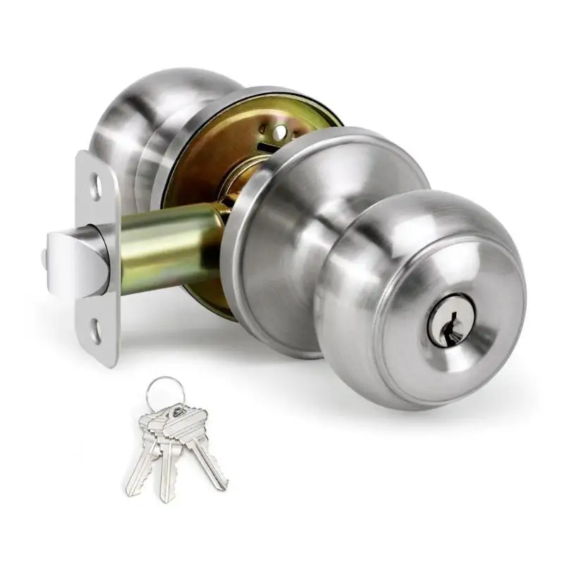Round Door Knobs Knobset with Keys Interior Door Handles Round Door Knobset Handle for Entrance Passages Lock Enduring