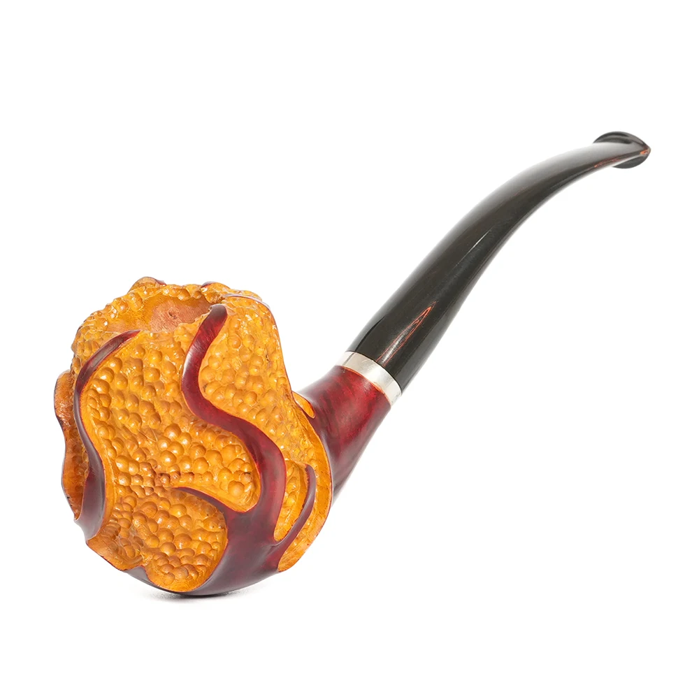 MUXIANG briar tobacco pipe smoking flower pipe Cumberland pipe mouthpiece curved handle  Heath wood pipes SherlockHolmes pipe