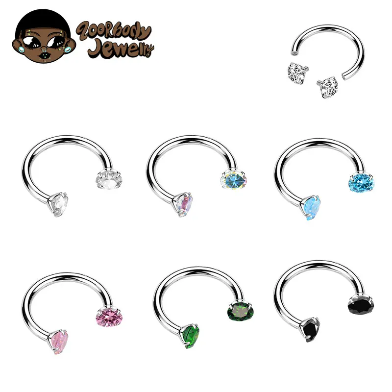 ASTM F136 Titanium Horseshoe Ring Piercing 16G Ear Daith Forward Helix Piercing 5A CZ Flash Septum Lip Classic Body Jewelry