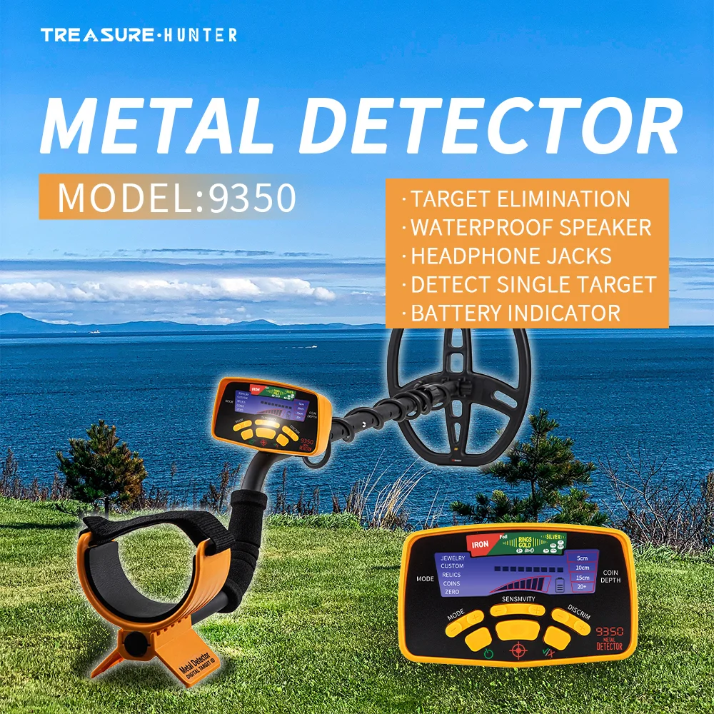 Treasure Hunter MD9350 Professional Underground Detector 11inch Coil Gold Metal Detector Waterproof  Pinpointer High Sensitive