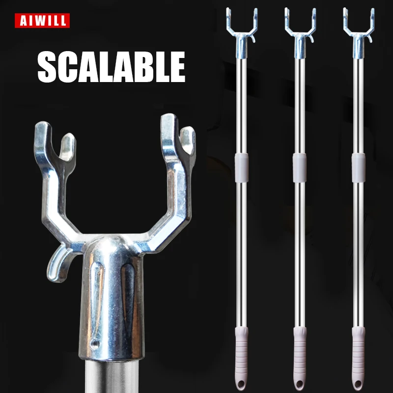 AIWILL Closet Hook Pole Clothes Picking Rod Take Clothes Drying Dressing Reacher Stick Clothesline Reaching Clothing Reach Pole