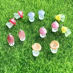 10pcs Simulation Colorful Luminous Mushroom Charms For Pendant DIY Earrings Necklace Jewelry Accessories Finding