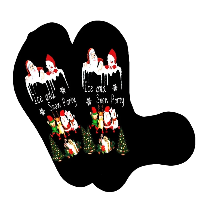 Cartoon Snowman Santa Pattern Christmas Socks Holiday Gift for Men Women Funny Novelty Snow Party Letter Socks