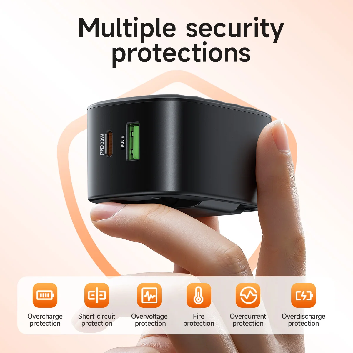 HOCO EU PD30W Foldable Plug Fast Charging Phone Charger For iPhone 17 16 Pro Max USB C QC3.0 Quick Charging Adapter For Samsung view 6