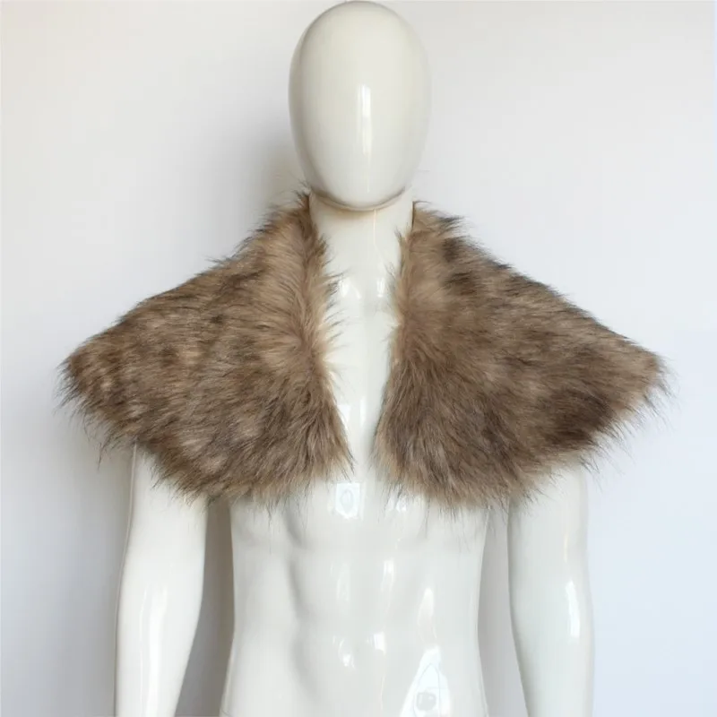 2025 novo masculino viking capa de pele do falso guerreiro medieval capa halloween cosplay quente pele de pelúcia nórdico bárbaro traje gótico