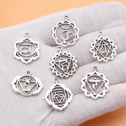 Jewelry Tools Antique Silver Color Chakra Charms Collection Popular Car Accessories 7pcs