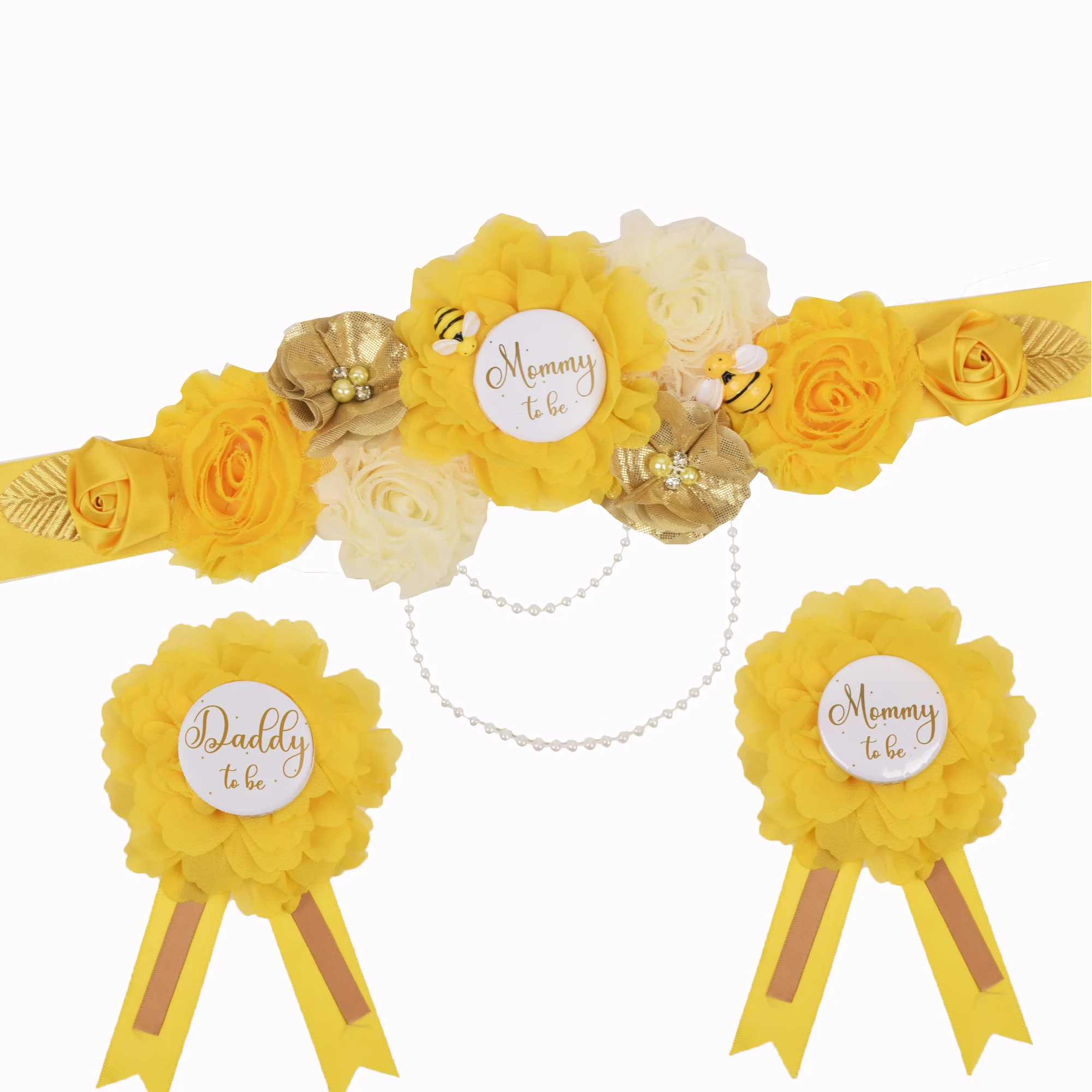 Ceinture de ventre de grossesse pour femme, ceinture de fleur jaune or, ceinture d'équation, accessoires photo, cadeau de fête préChristophe, ALTERSash