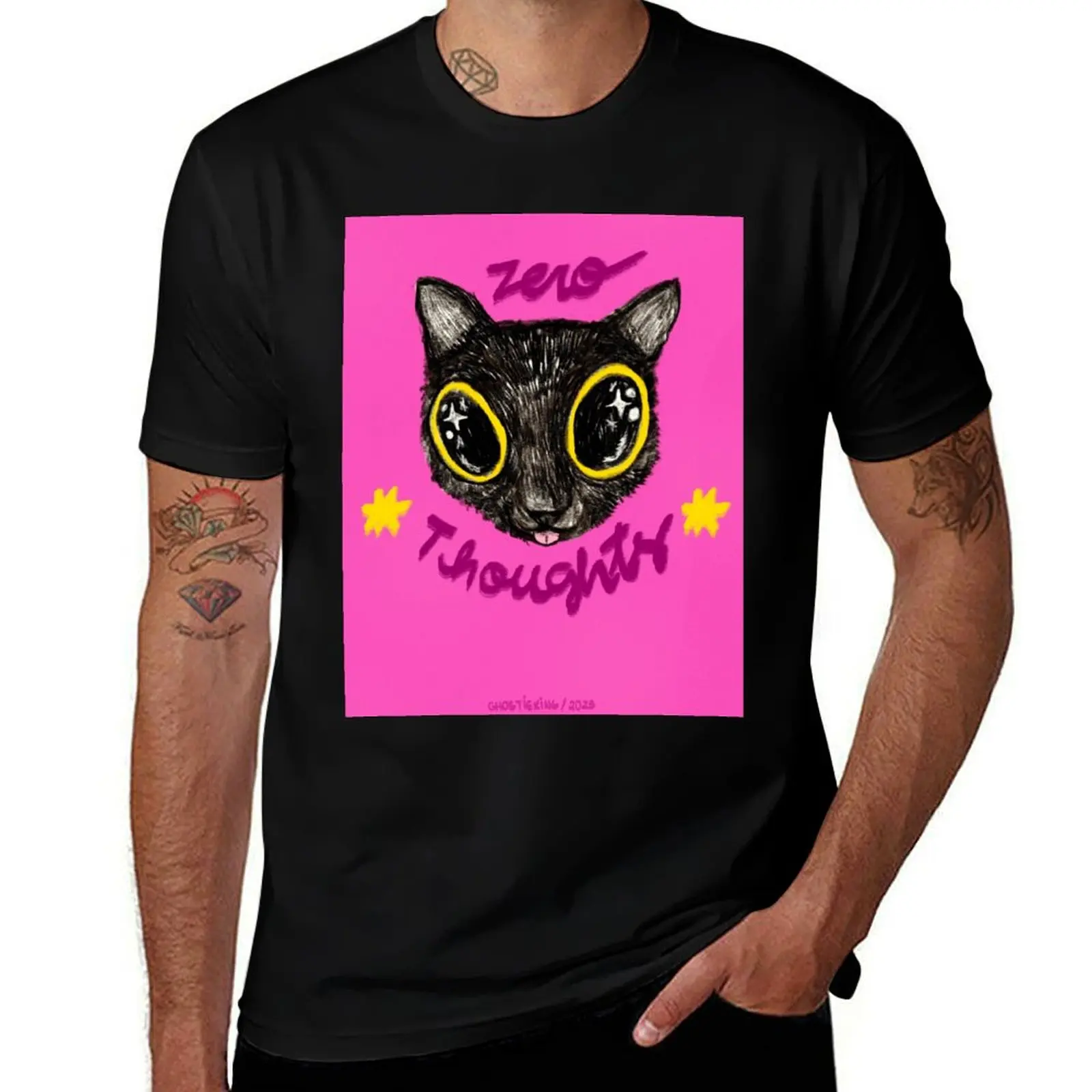 

Zero thoughts meow meow (все розовая версия) футболка мужская футболка хлопок 100% хлопок футболки мужская футболка 100%
