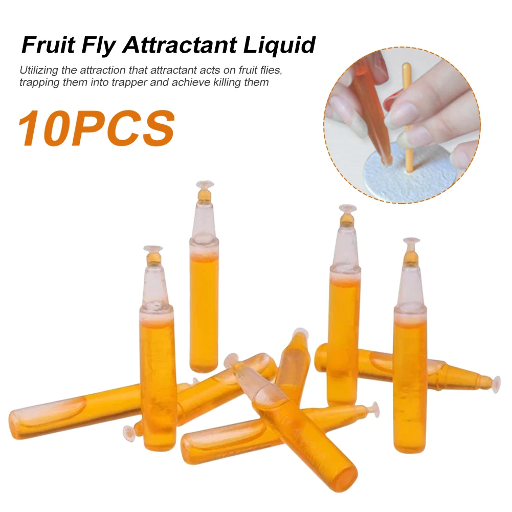 new 10Pcs 2ml Fruit Fly Attractant Liquid, Fruit Fly Killer Drosophila Attractant, For Gardens Backyards, Greenhouses Nurseries