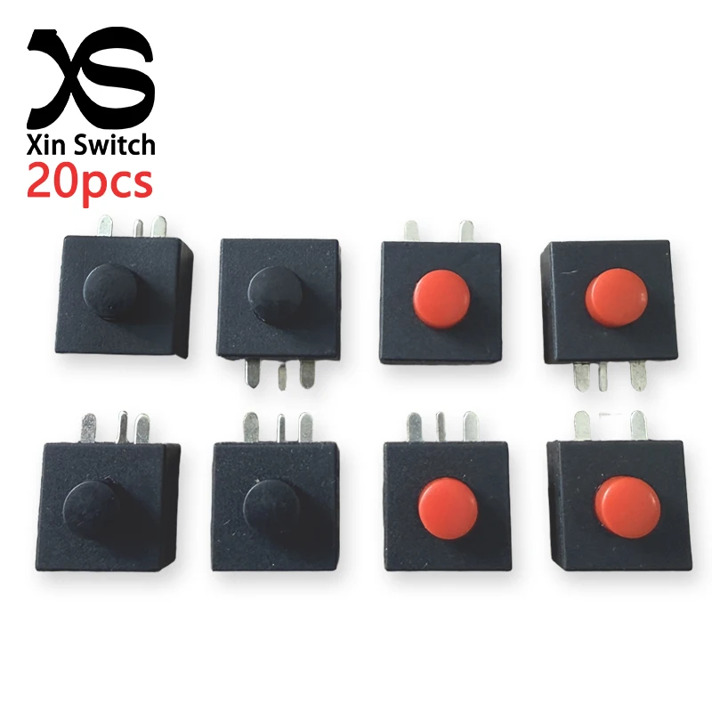 20PCS 1212-213WD (Side 3 Pin )Power Button Switch Red/Black 12mm*12mm Self Locking (ON-OFF-ON) DC30V 1A Flashlight Switch