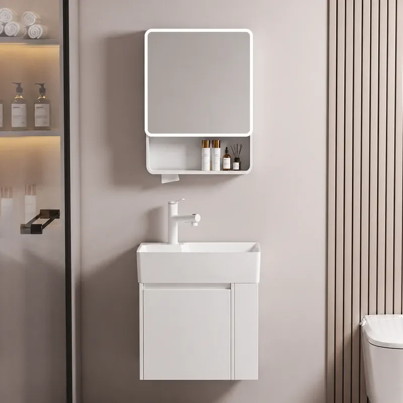 Honeycomb Aluminum Bathroom Cabinet with Washbasin Console Side Storage Rear Drainage Modern Vanity Unit Sink Combo