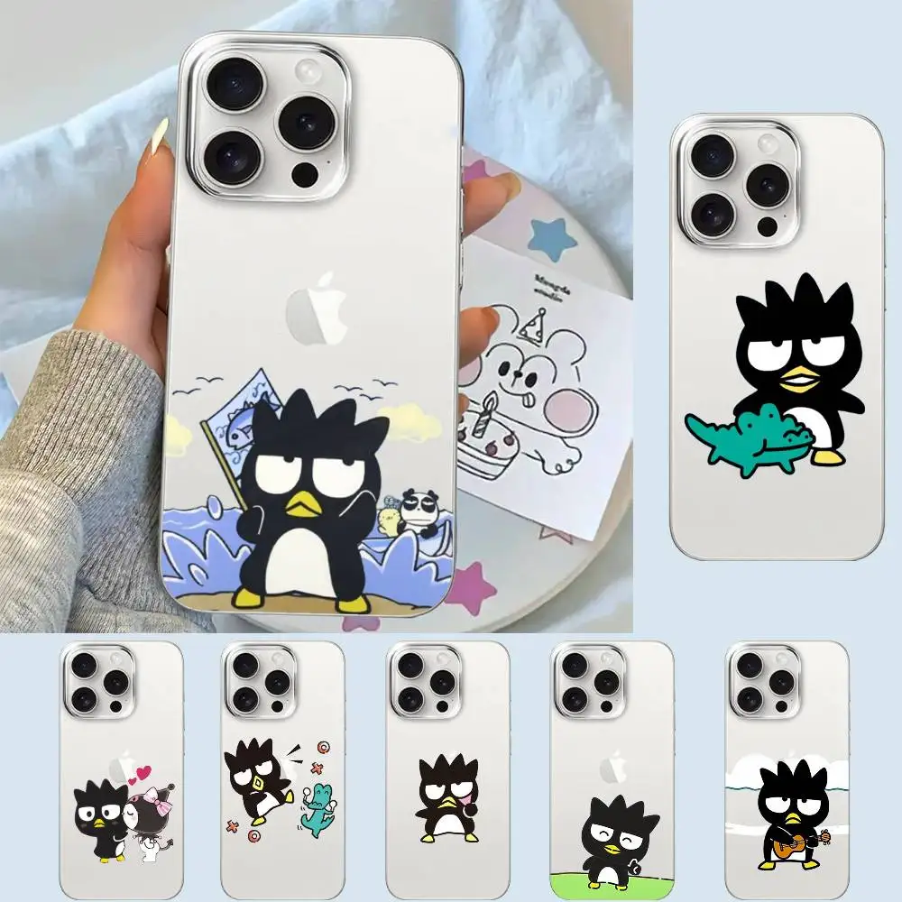 W-Badtz-Maru funda de teléfono para Iphone 17 16 15 11 13 14 Pro Max 7 8 Plus X Xr Xs Max Se2020 13mini cubierta transparente