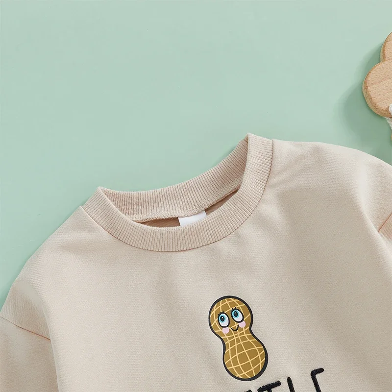 Infant Baby Girls Boys Sweatshirts Rompers Letter Peanut Embroidery Long Sleeve  Bodysuits Jumpsuits Newborn Clothes