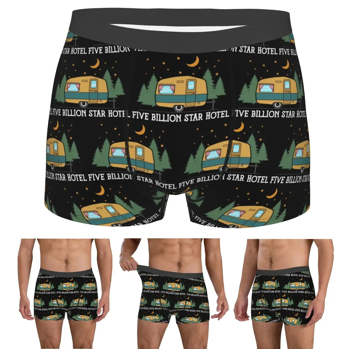 Boxer Underpants Shorts Camping Happy Camper Panties Male Soft Underwear for Homme Man Boyfriend Gifts