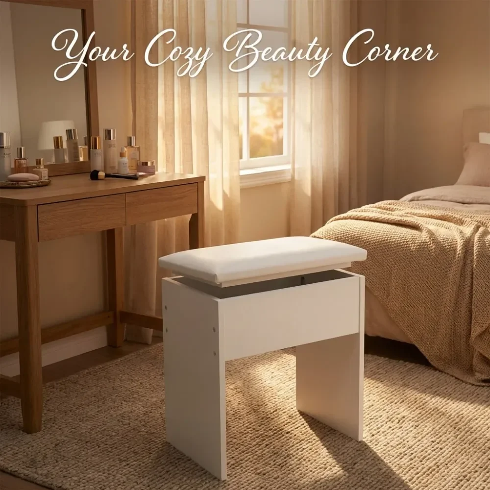 Stool Chair, Modern holstered With Storage, Soft Footstool, HighElastic Cotton Makeup Stool, Modern MultiFunctional Makeup Ch