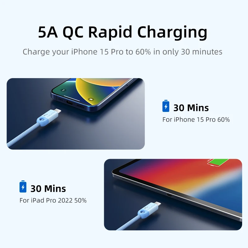 Kabel USB-C CABLETIME PD100W do iPhone 17, kabel typu C do szybkiego ładowania, kabel typu C do MacBooka, Xiaomi, Samsunga, iPhone'a — zdjęcie produktu 3