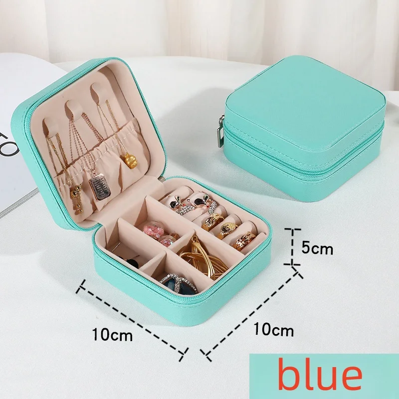Mini Schmuckaufbewahrungsbox Tragbare Reise-Schmuckschatulle für Ohrringe und Halsketten Damen-Ringorganizer PU-Leder Präsentationsbox – Detail 8