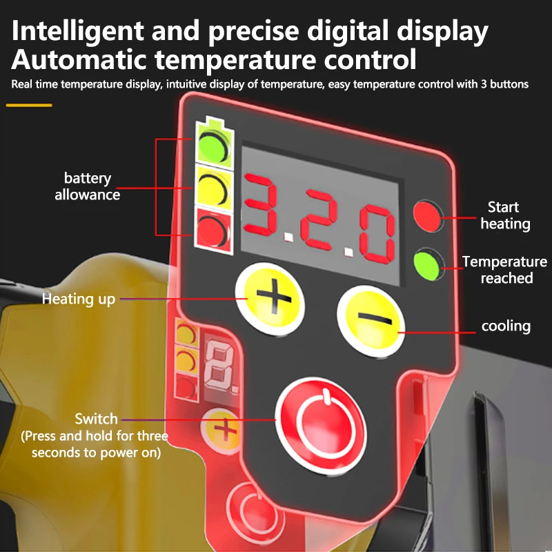 Electric Goddess Digital Hot Melt Device 280W Rated Power 230°C~320°C Hot Melt Tube Welder For 20V Dewalt Battery