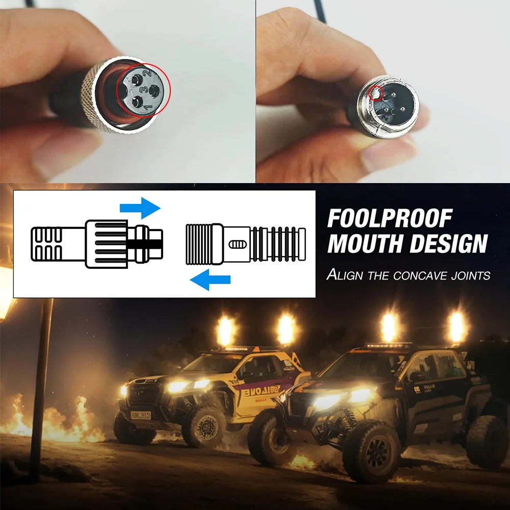 1FT RGB Whip Lights RF Remote Control Spiral Led Chasing Whip Light for Can-Am UTV ATV RZR Off-Road SxS Sand Dune Buggy Trucks
