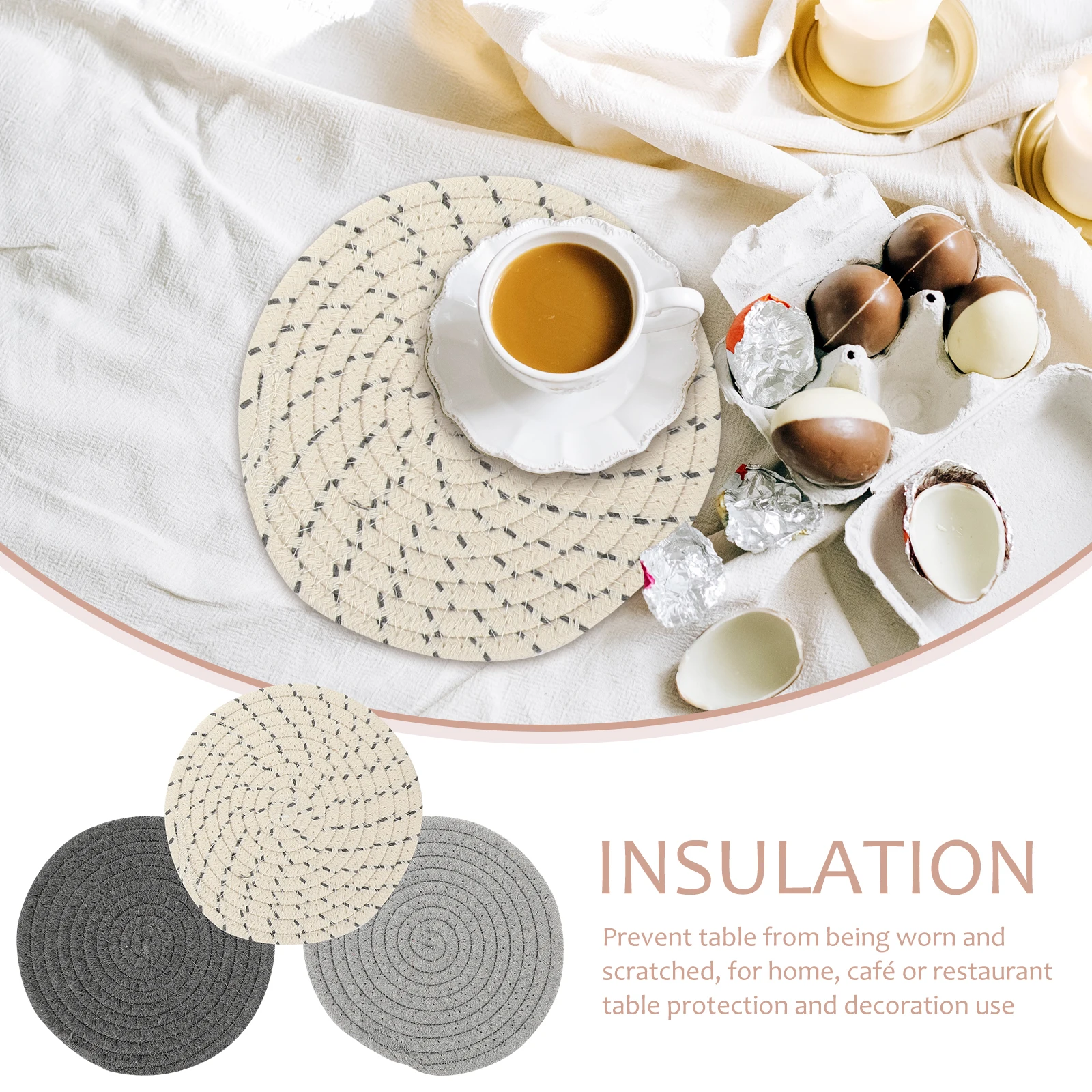 

3 Pcs Heat Proof Mat Woven Placemat Set Placemats Resistant Wicker Kitchen Table Office