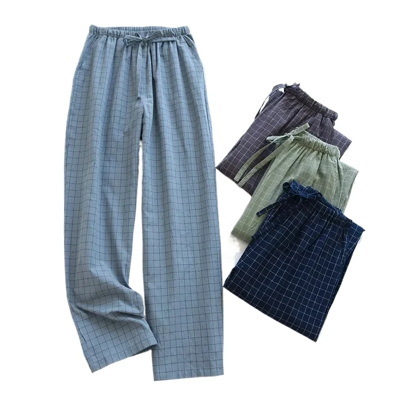 

New Pajama Pants Women's Cotton Home Trousers Spring Autumn and Winter Plaid Trousers Elastic Waist Tie Girl Soft Sleeping Pants