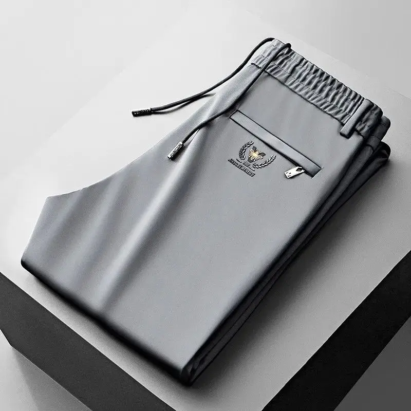 

Мужские брюки Ice Silk Cool 2024: Новинка лета, тонкие, повседневные, для активного отдыха, прямого кроя, молодежные, стильные